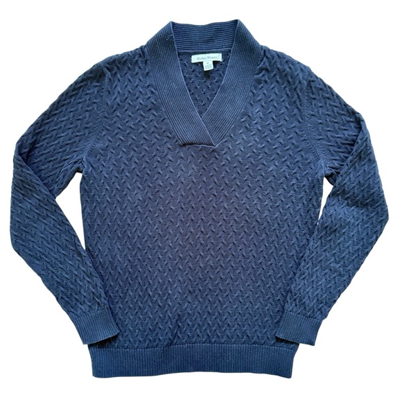 Studio Works Sweaters - STUDIO WORKS | Black Cotton V-Neck Cable Stitch Sweater Sz M